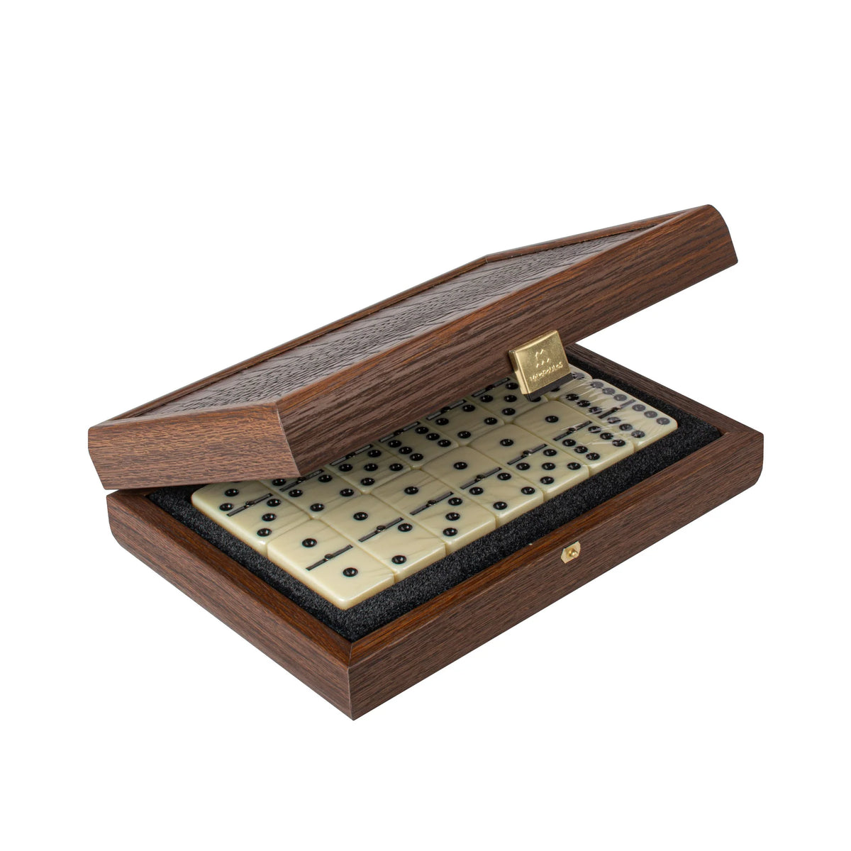 Luxury Manopoulos Domino Set Brown Crocodile Leather Wooden Case Gift