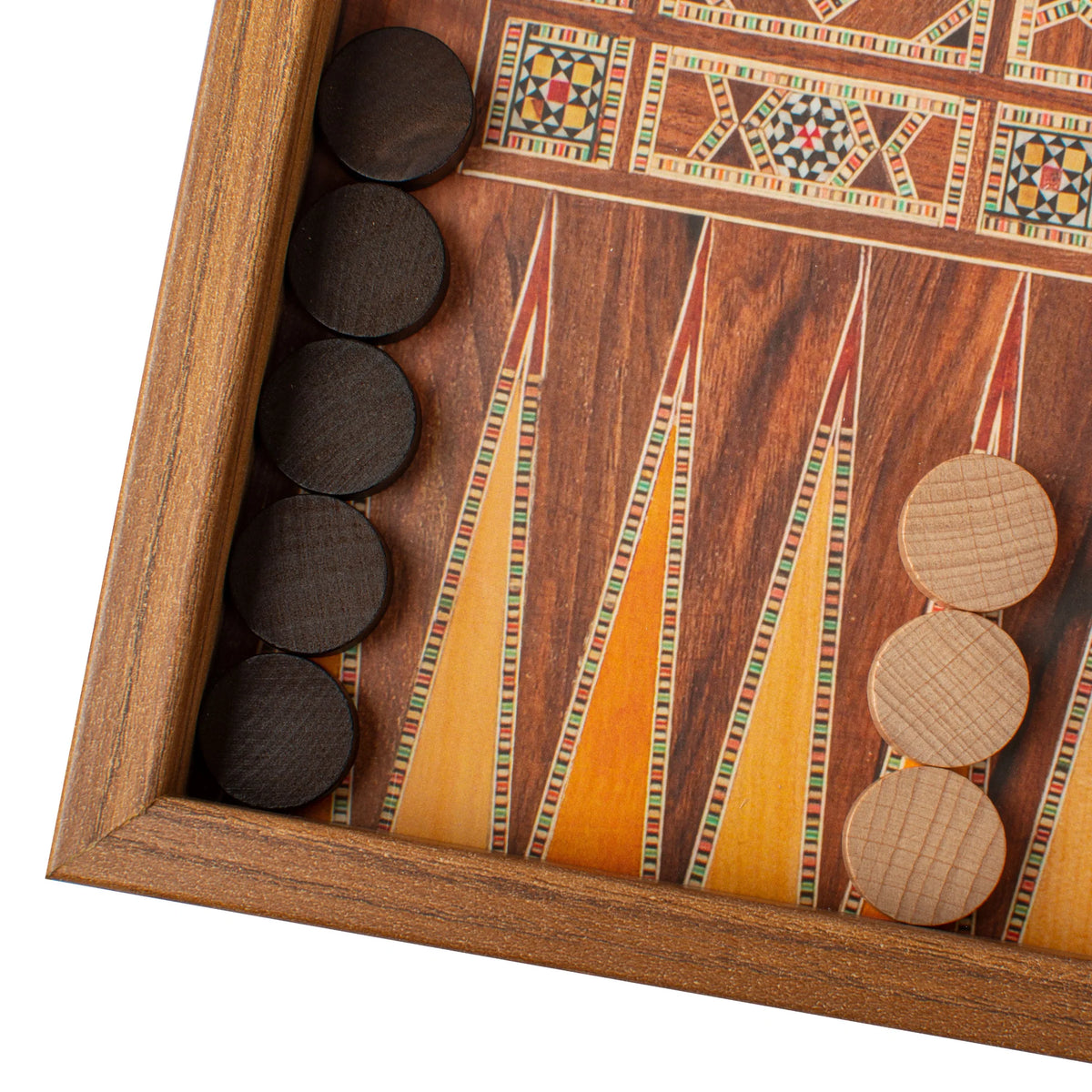 Manopoulos Wenge Wood Replica Backgammon Set Wooden Checkers 30x17