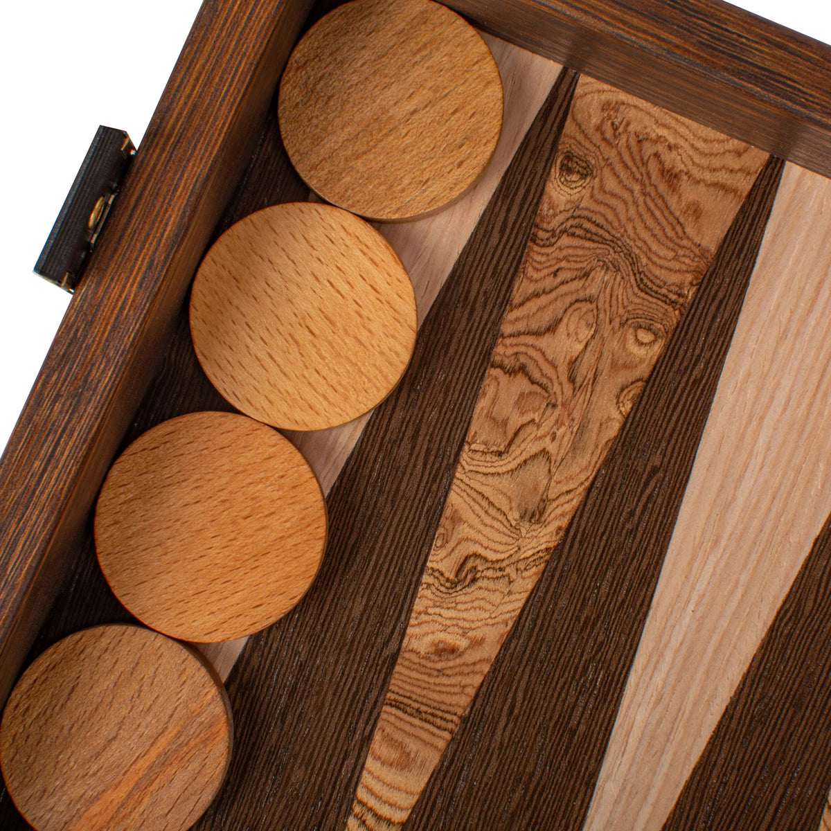Large Manopoulos Backgammon Set Wenge Walnut Burl Oak 48x26