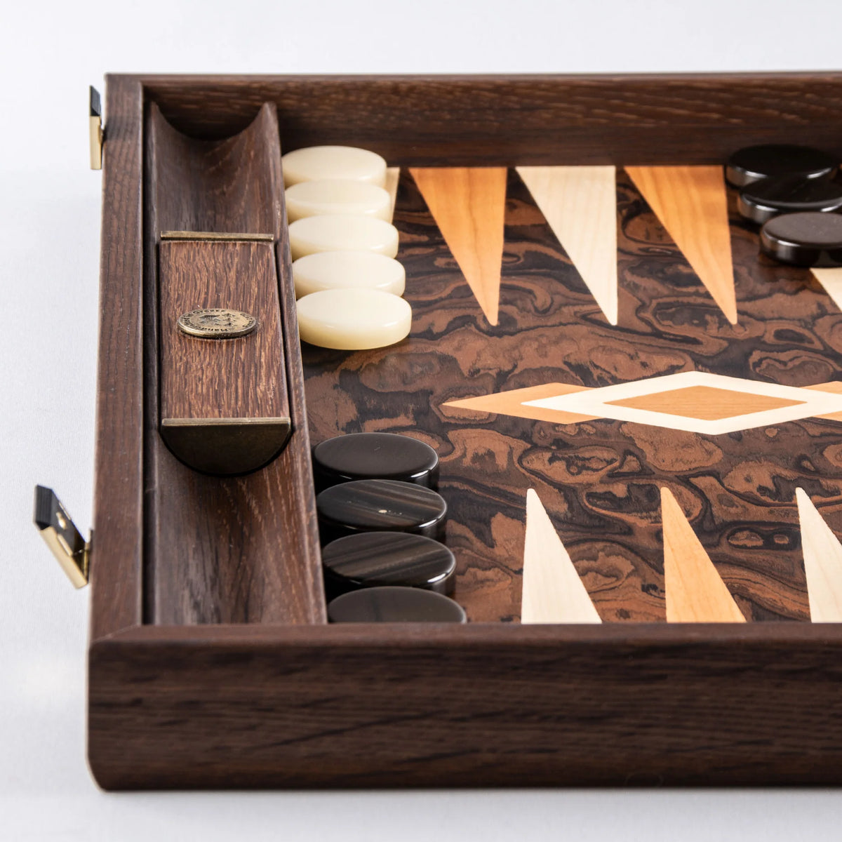 Luxury Manopoulos Backgammon Set California Walnut Burl 48x30