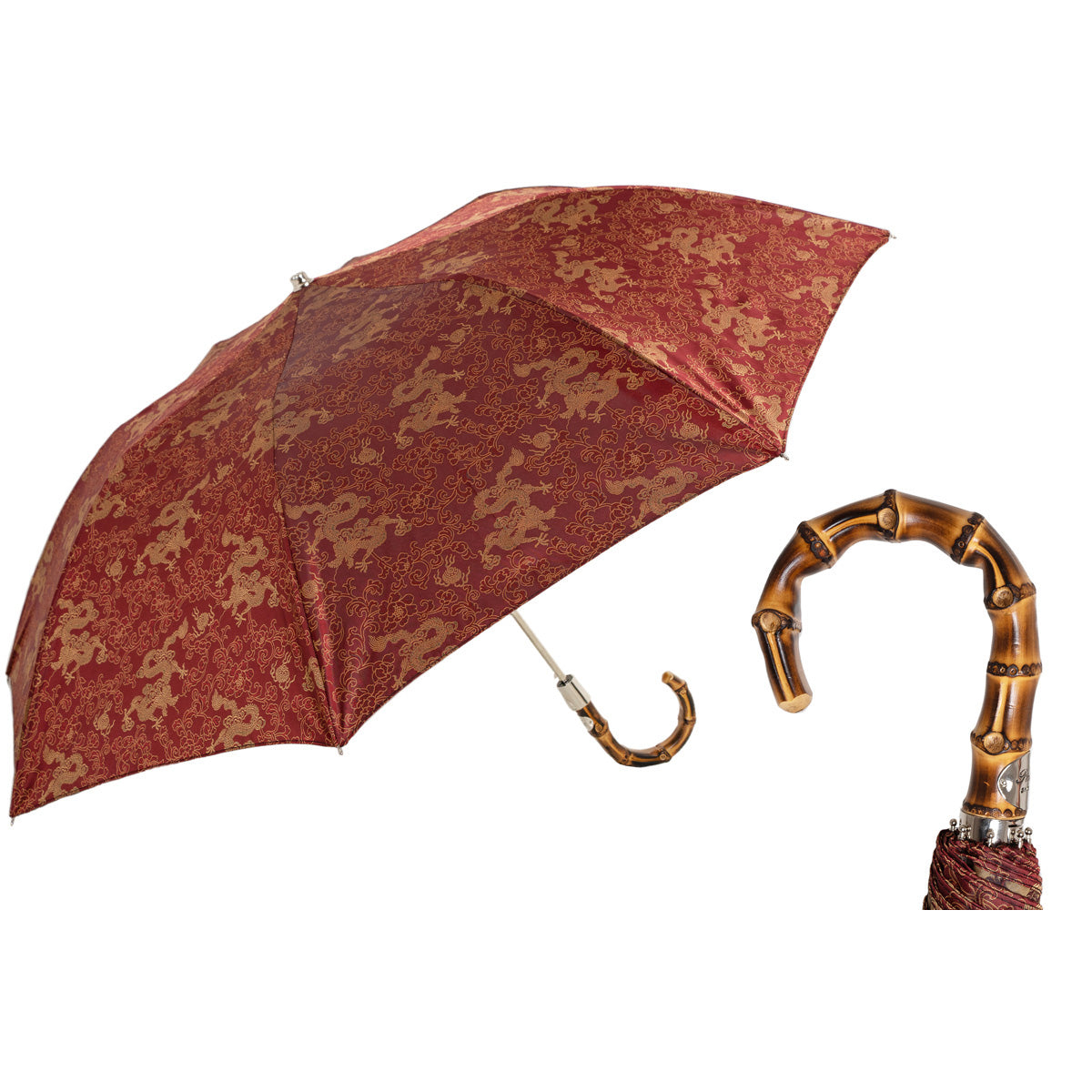 PASOTTI Parasol składany 50 cm z nadrukiem smoka, bambusowy uchwyt, Auto Italy
