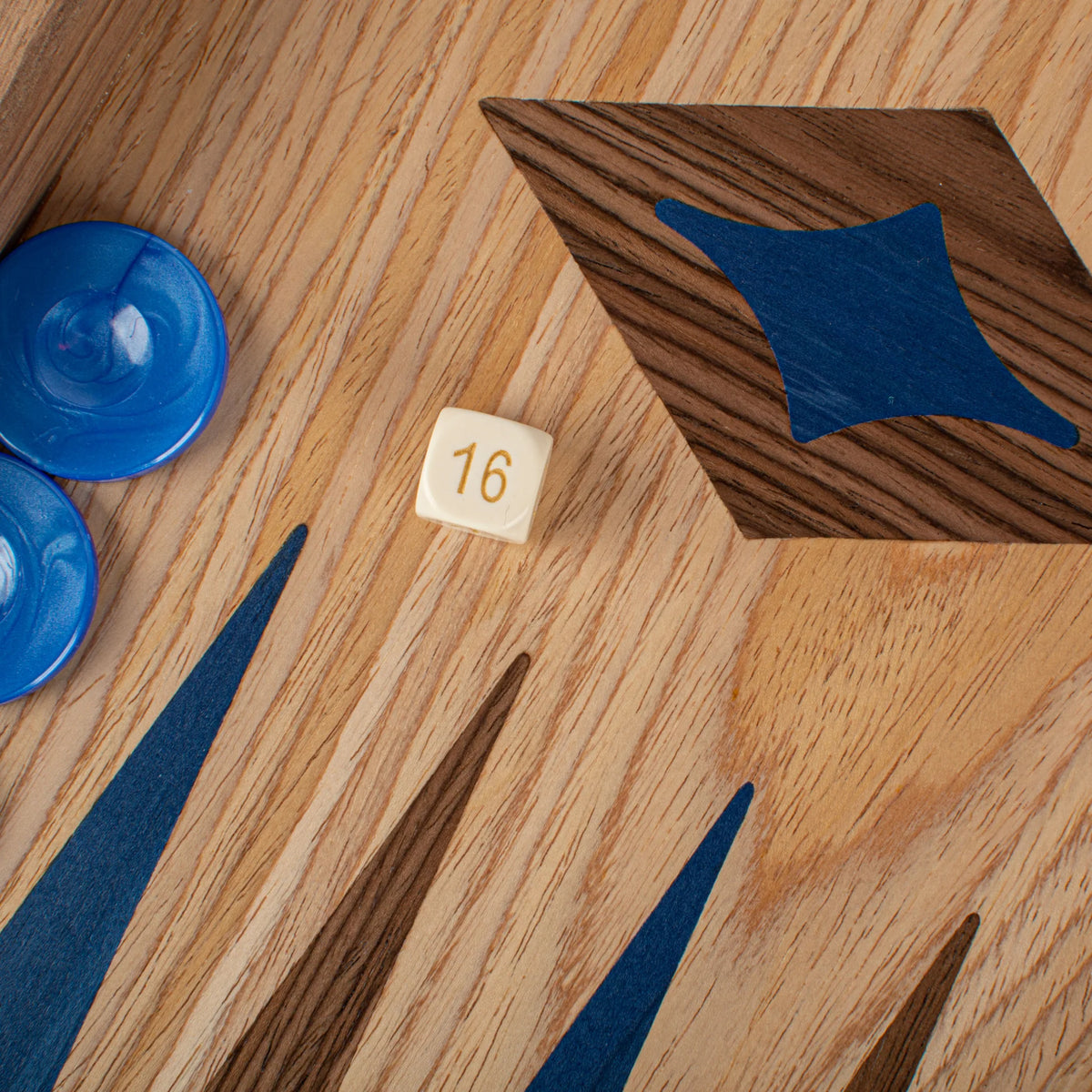 Large Manopoulos Backgammon Set Oak Blue American Walnut 48x26