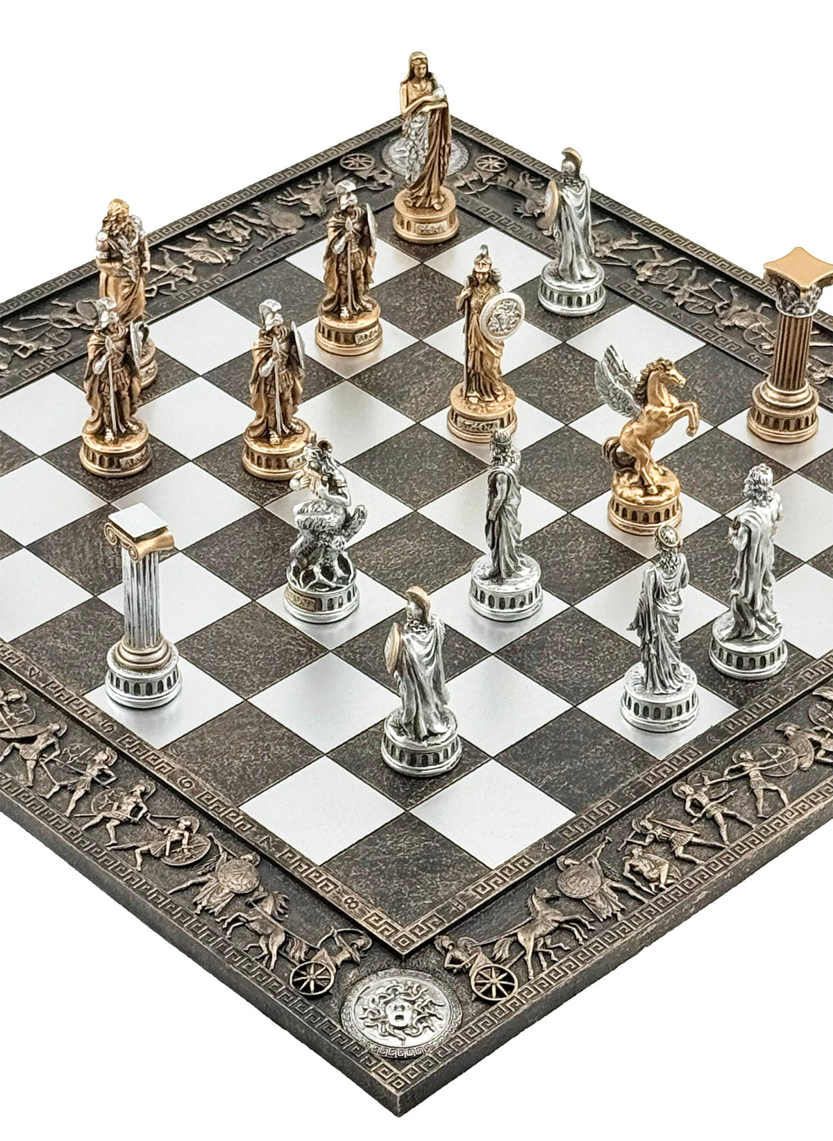 Resin Chess Set – Greek Mythology vs Roman Mythology, Hand-Painted