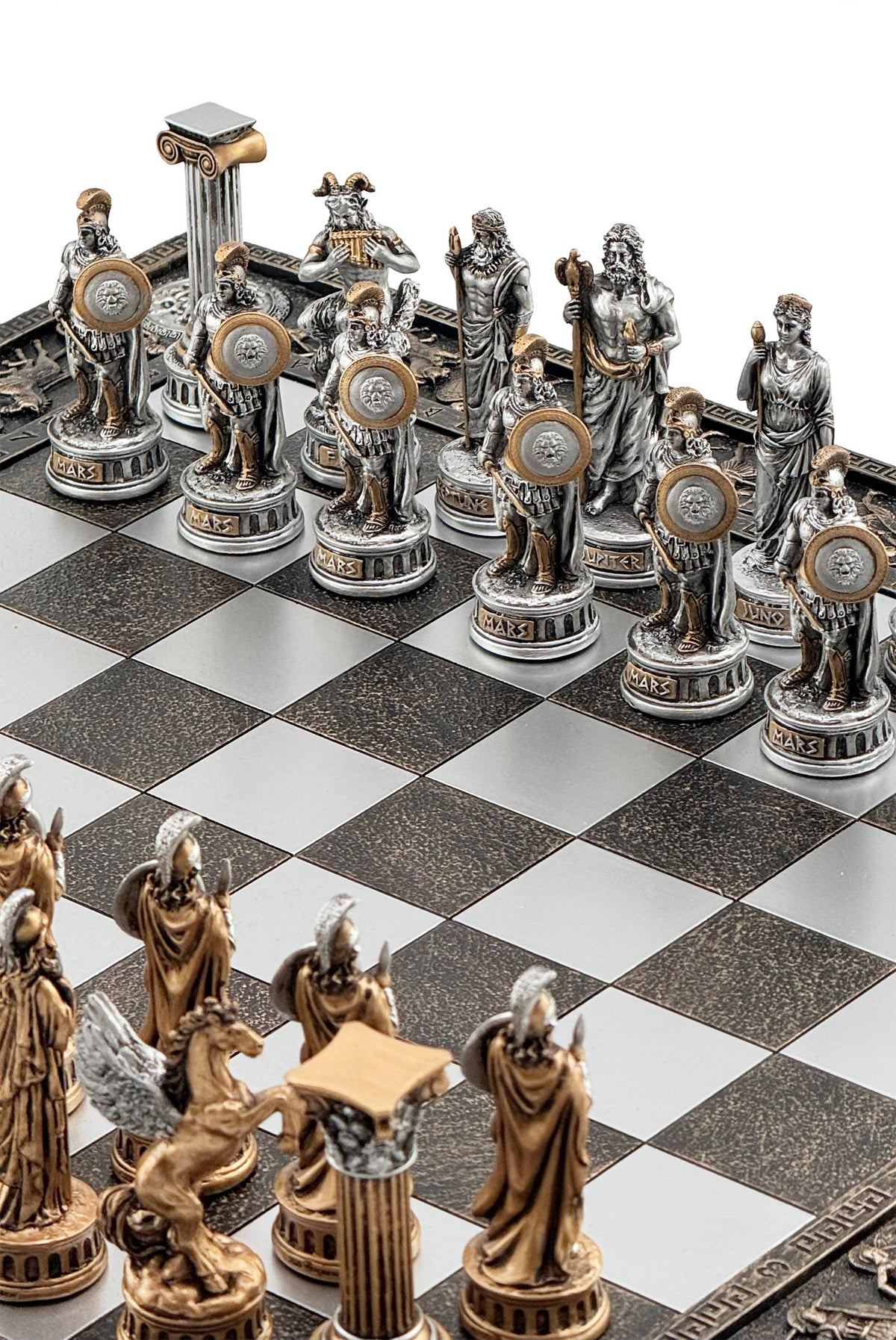 Resin Chess Set – Greek Mythology vs Roman Mythology, Hand-Painted
