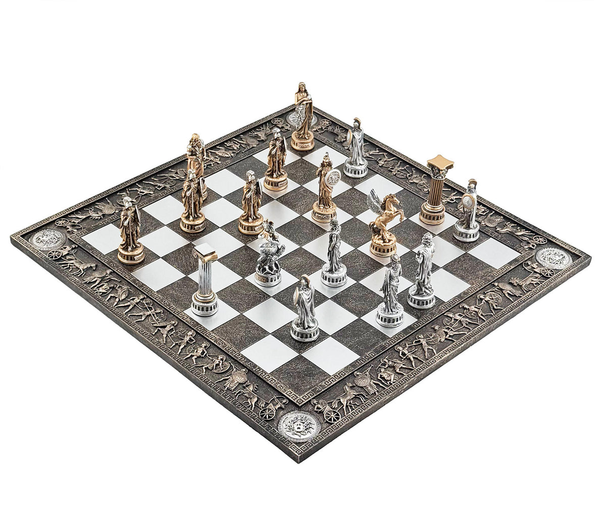 Resin Chess Set – Greek Mythology vs Roman Mythology, Hand-Painted