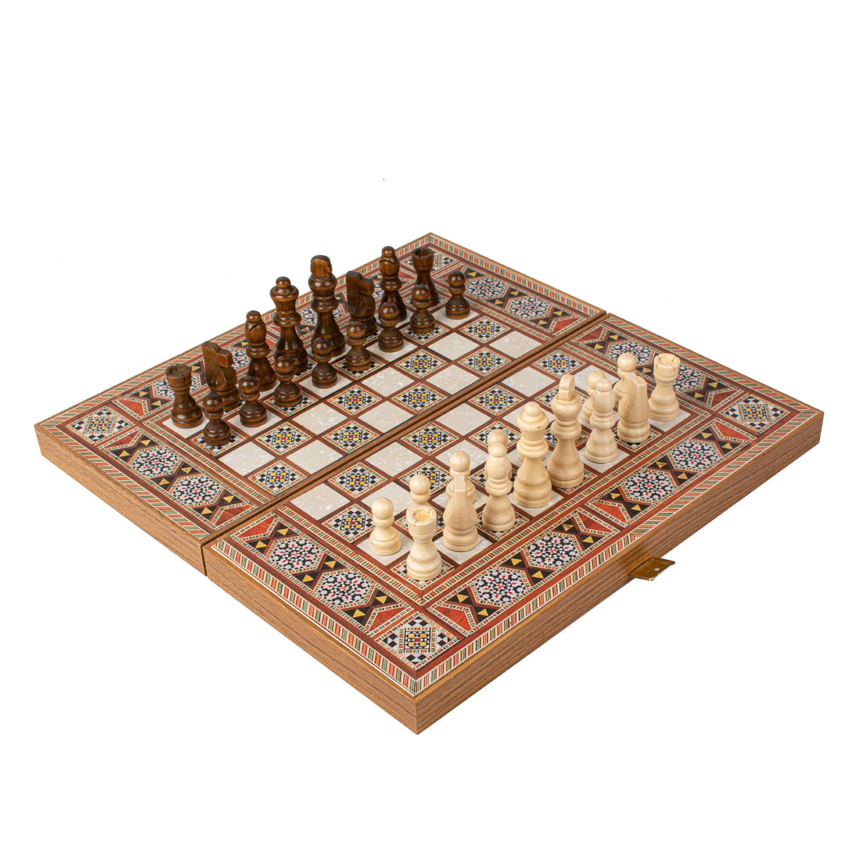 Manopoulos Wenge Wood Replica Backgammon Set Wooden Checkers 38x20