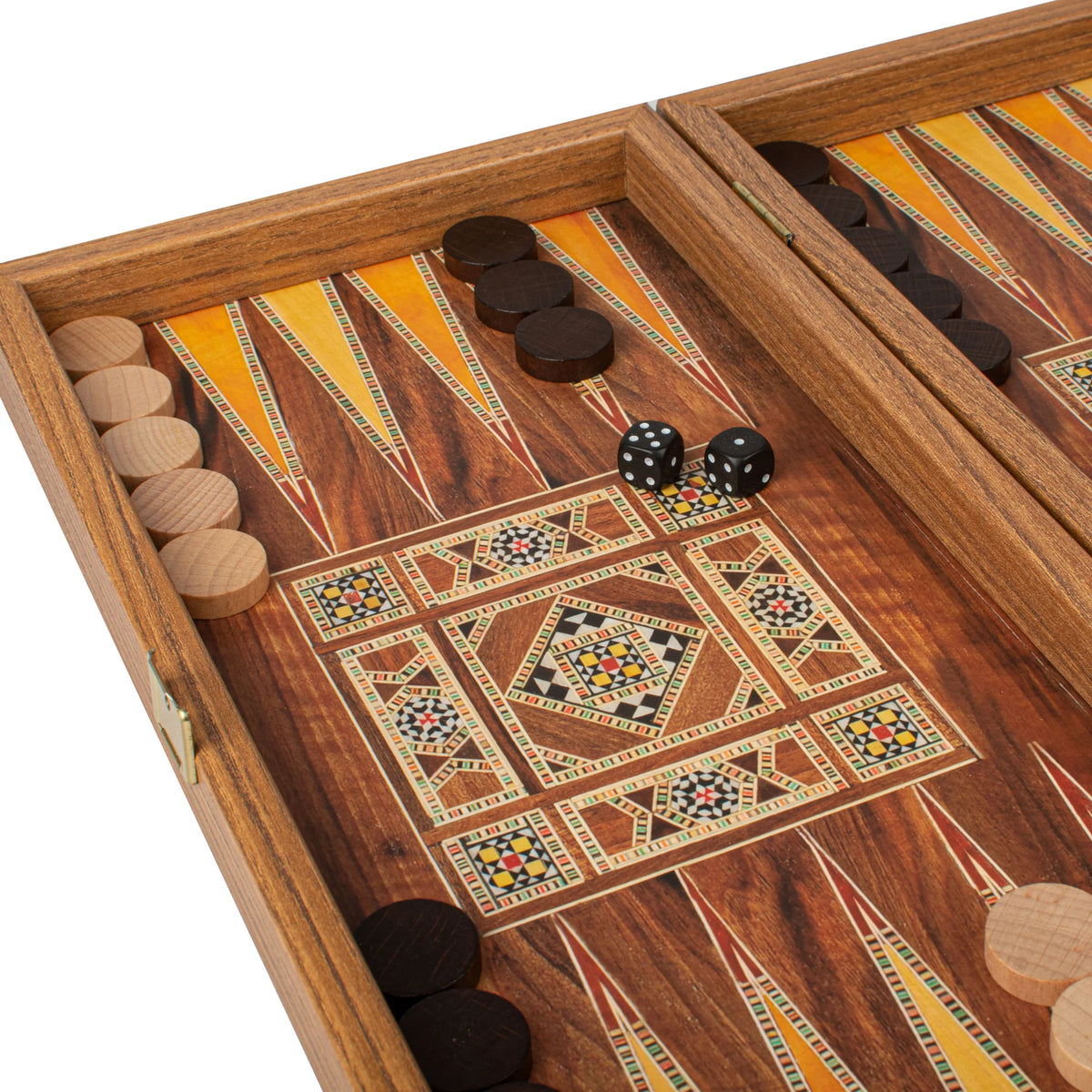 Manopoulos Wenge Wood Replica Backgammon Set Wooden Checkers 38x20