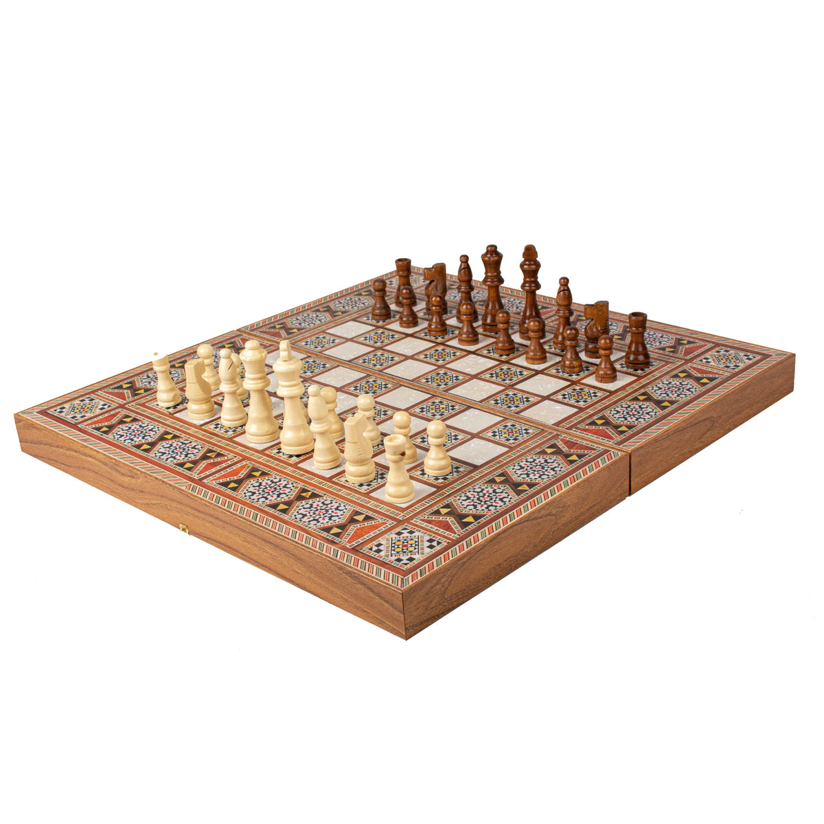 Manopoulos Wenge Wood Replica Backgammon Set Wooden Checkers 48x26