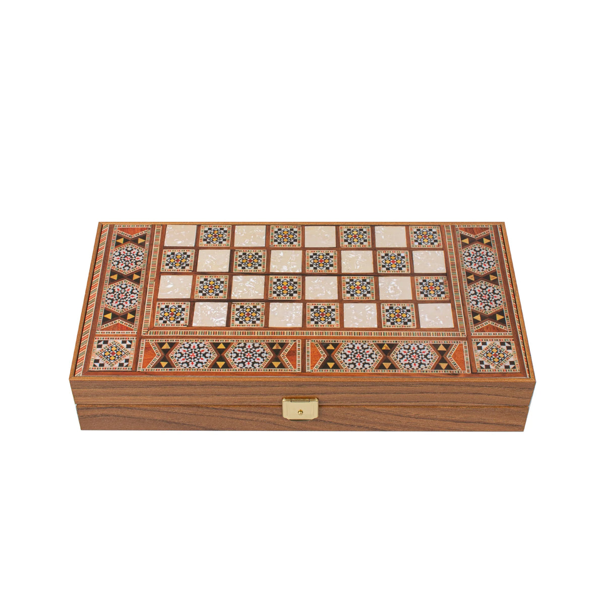 Manopoulos Wenge Wood Replica Backgammon Set Wooden Checkers 30x17