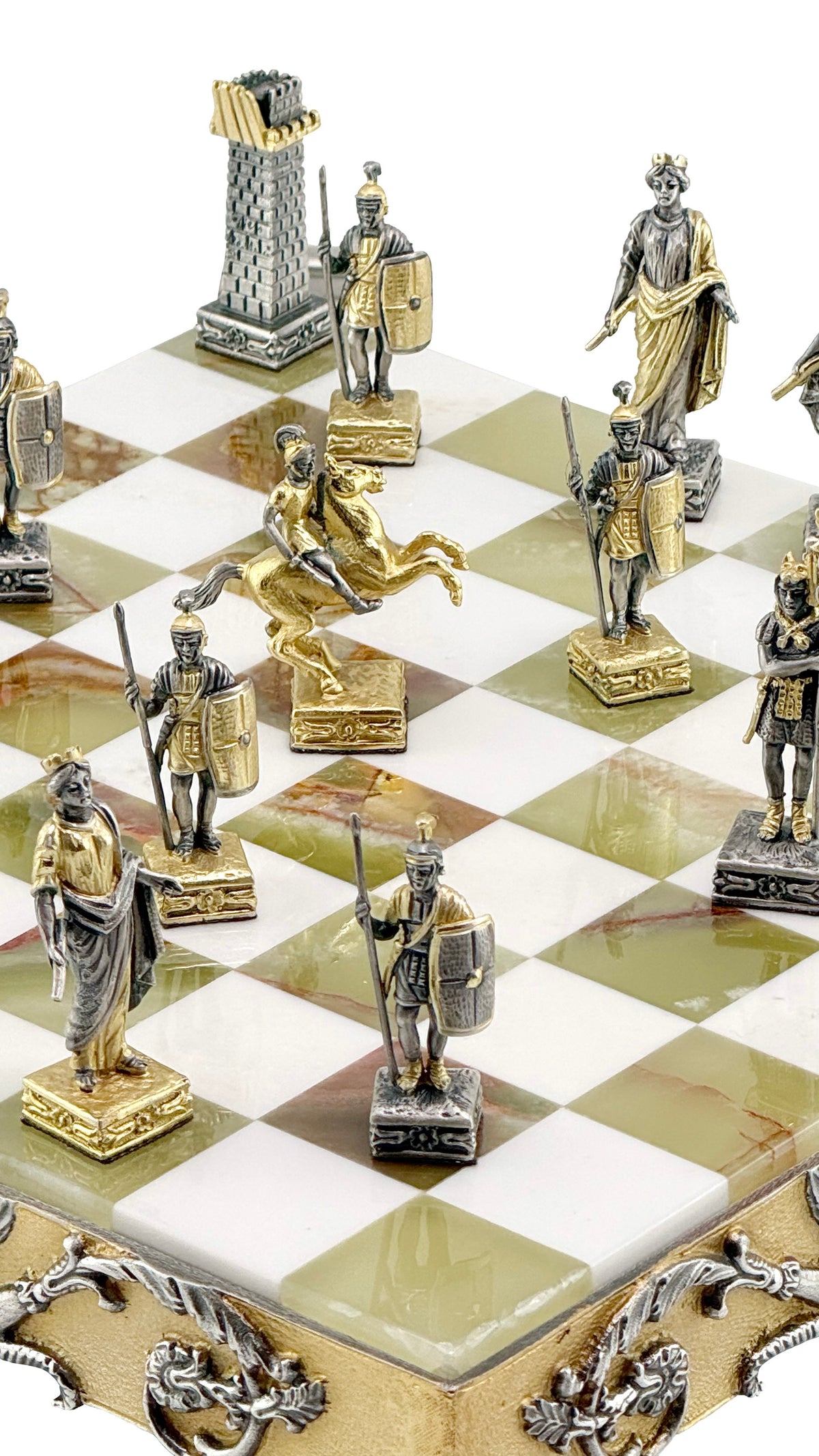 Italfama Roman Empire Chess Set 24K Gold & Onyx 34cm Bronze