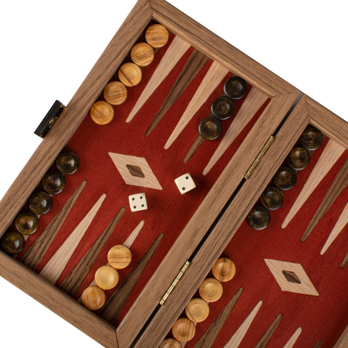 Travel Manopoulos Backgammon Set Red Oak American Walnut 20x12