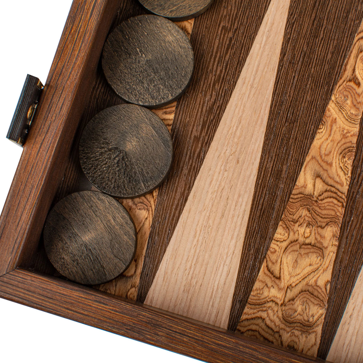 Large Manopoulos Backgammon Set Wenge Walnut Burl Oak 48x26