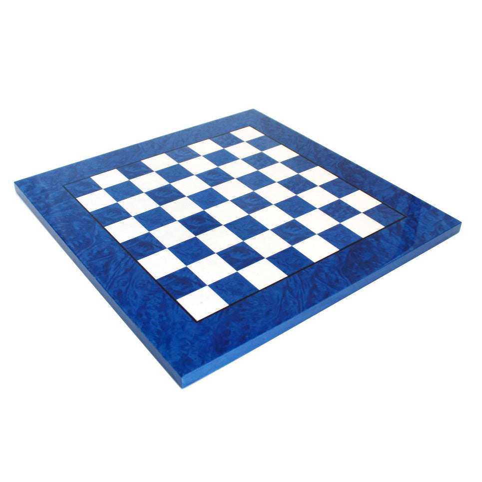 Luksusowa szachownica z drewna wrzosowego Madrona Blue 51x51 cm Wyprodukowano we Włoszech