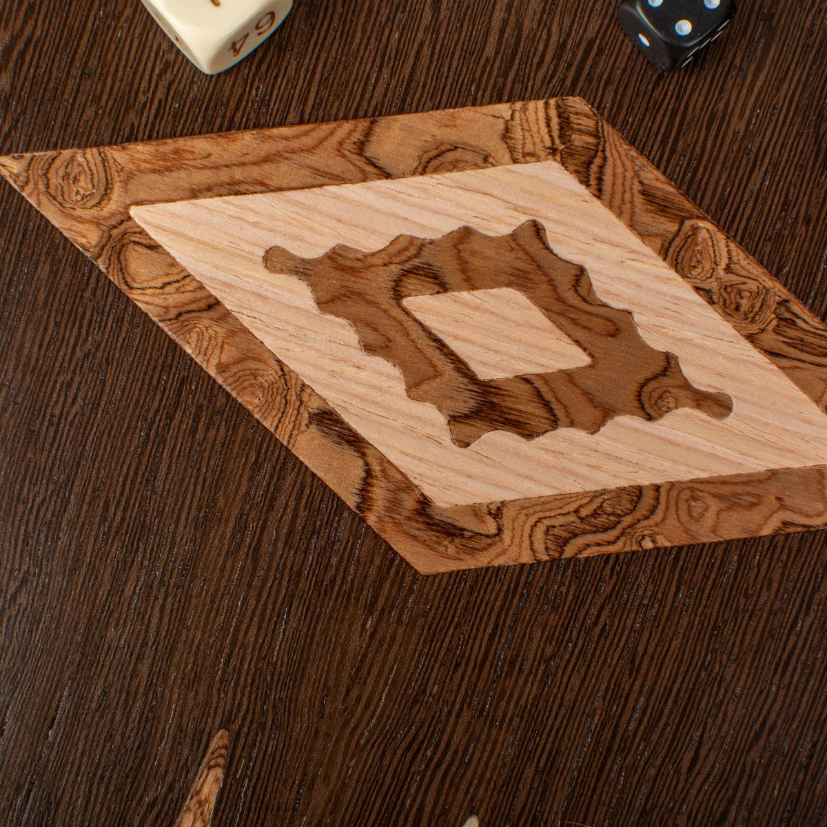 Compact Manopoulos Backgammon Set Wenge Walnut Burl Oak 30x17