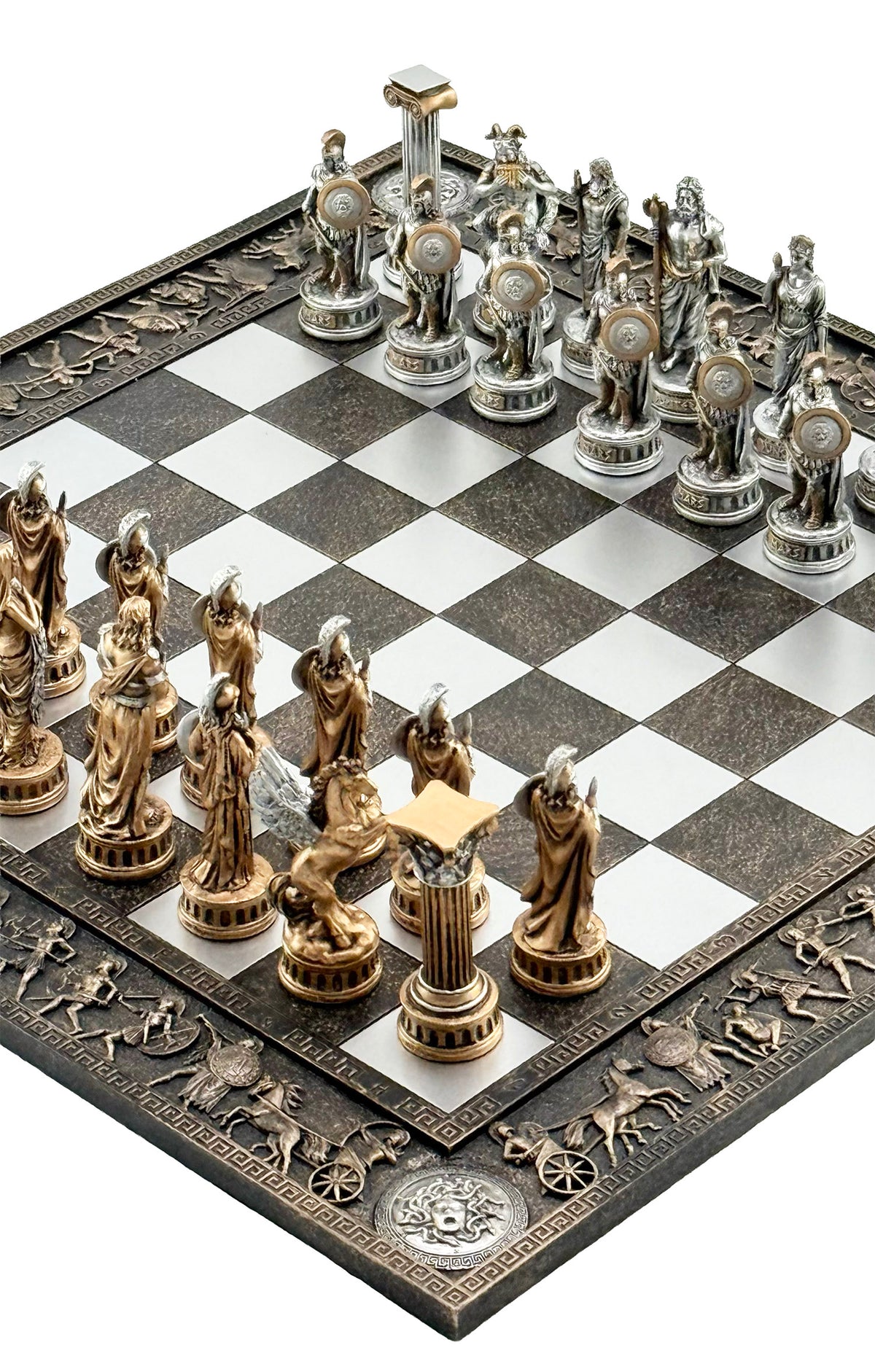Resin Chess Set – Greek Mythology vs Roman Mythology, Hand-Painted