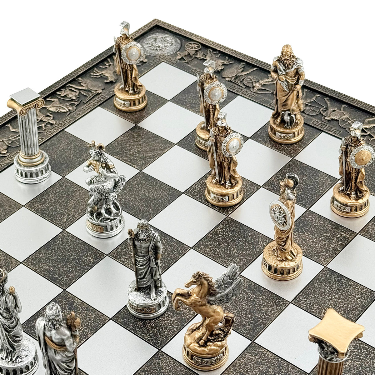 Resin Chess Set – Greek Mythology vs Roman Mythology, Hand-Painted