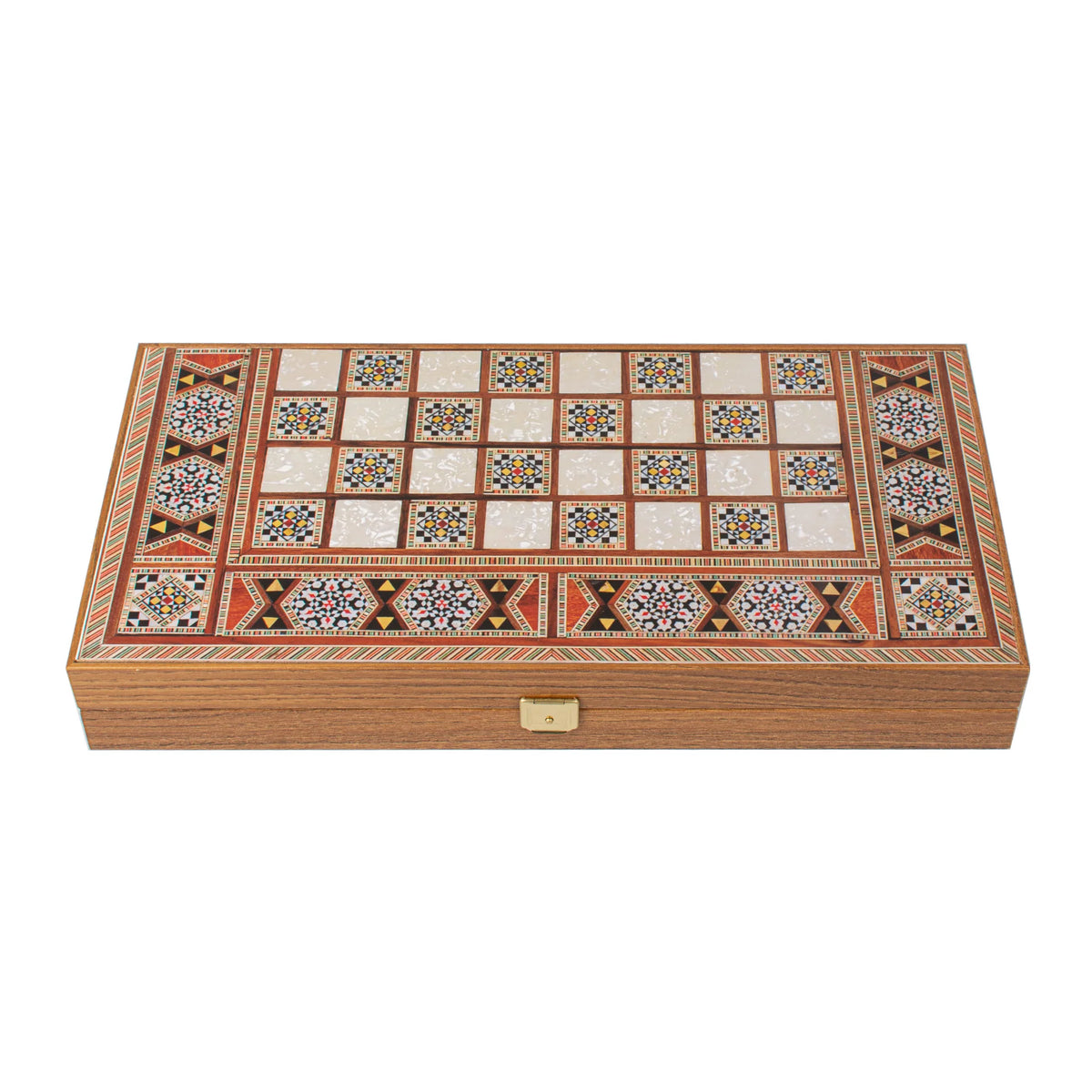 Manopoulos Wenge Wood Replica Backgammon Set Wooden Checkers 38x20