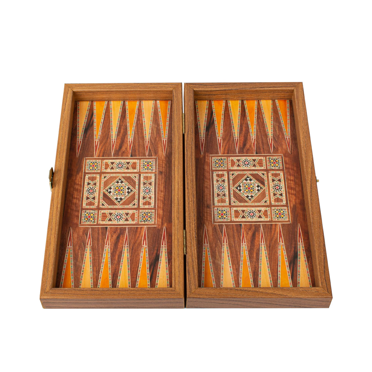 Manopoulos Wenge Wood Replica Backgammon Set Wooden Checkers 30x17
